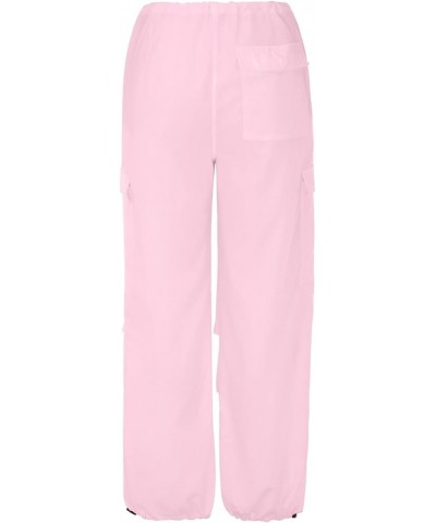 Cargo Pants Women Casual Straight Wide Leg Sweatpants Baggy High Waisted Stretchy Multiple Pockets Trouser Streetwear D-pink ...