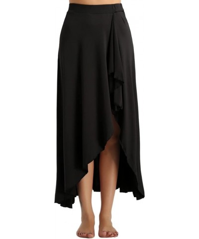 Womens Asymmetric Ballet Dance Gymnastics High Low Ruffle Maxi Skirt Dancewear Black $8.69 Skirts