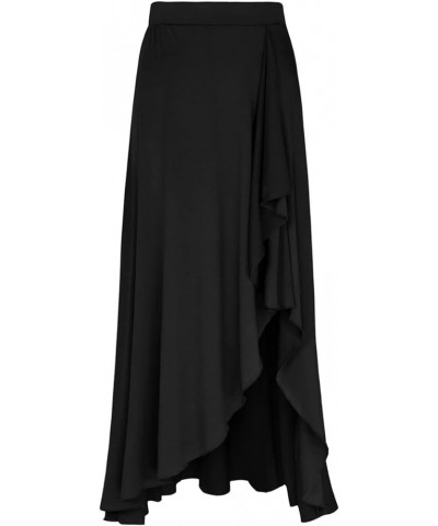 Womens Asymmetric Ballet Dance Gymnastics High Low Ruffle Maxi Skirt Dancewear Black $8.69 Skirts