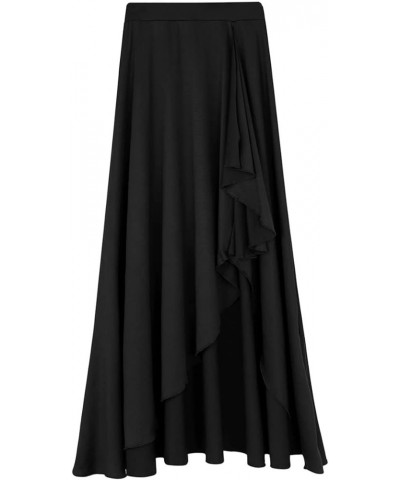 Womens Asymmetric Ballet Dance Gymnastics High Low Ruffle Maxi Skirt Dancewear Black $8.69 Skirts