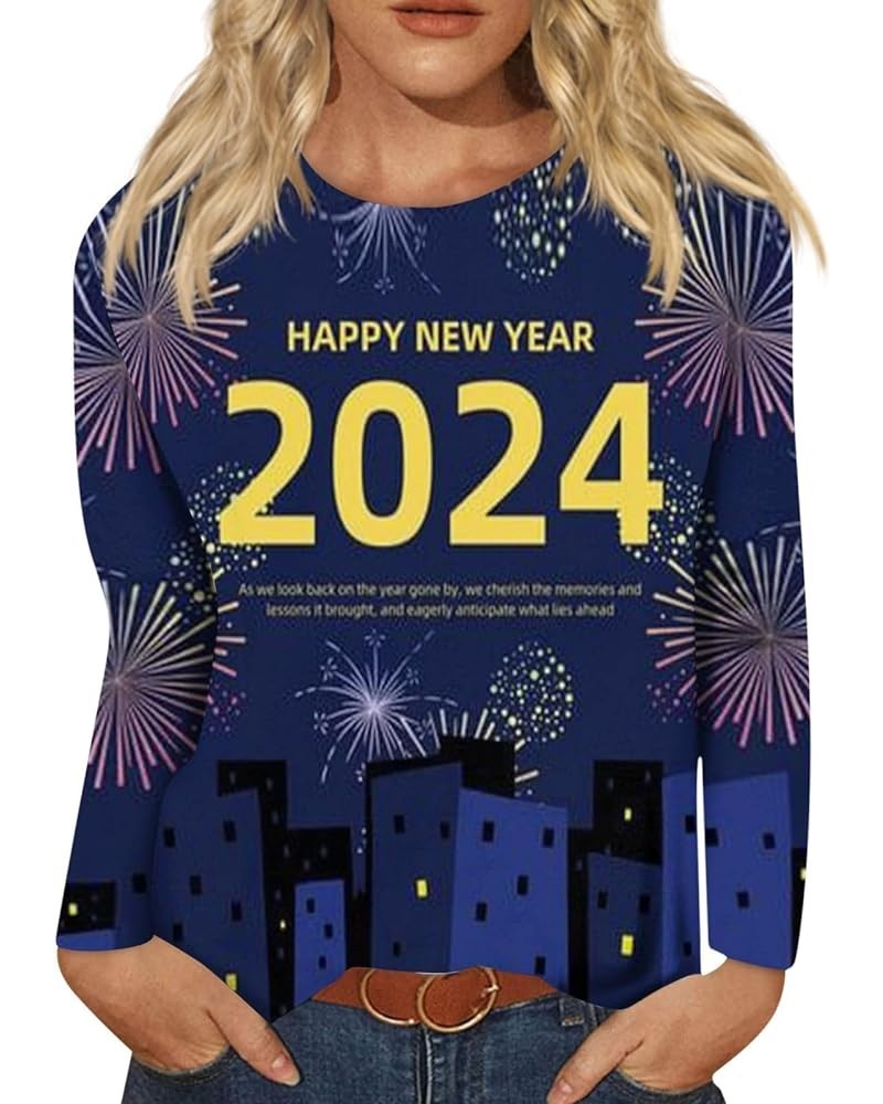 New Year Shirt for Women 2024 Happy New Year Letter Printed Long Sleeve Oversized Crewneck Sweatshirts Loose Fit S-3XL 02-dar...