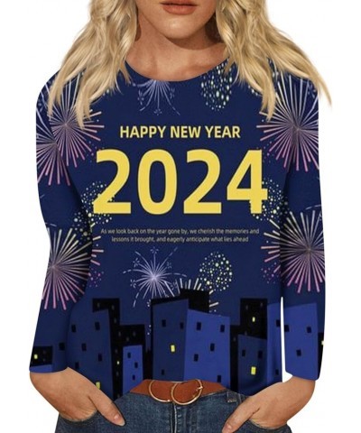 New Year Shirt for Women 2024 Happy New Year Letter Printed Long Sleeve Oversized Crewneck Sweatshirts Loose Fit S-3XL 02-dar...