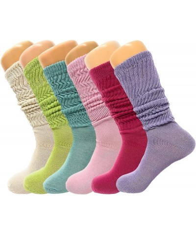 6 Pairs Colorful Scrunch Socks Shoe Size 5 to 10 Ecru-lemon Green-aqua Green-pink-fuchsia-lavender $13.18 Activewear