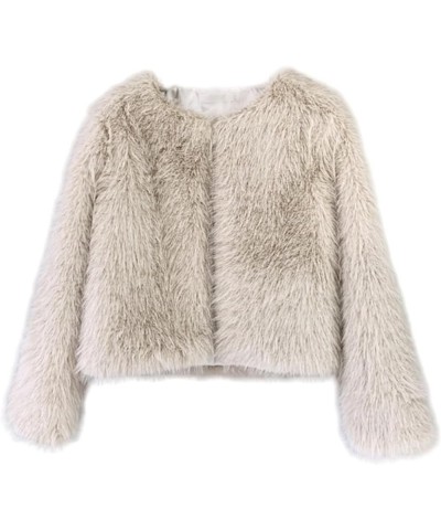 Winter Warm Fluffy Faux Fox Fur Jackets Coats Overwear Shaggy Parka Cardigan Light Khaki $18.67 Coats