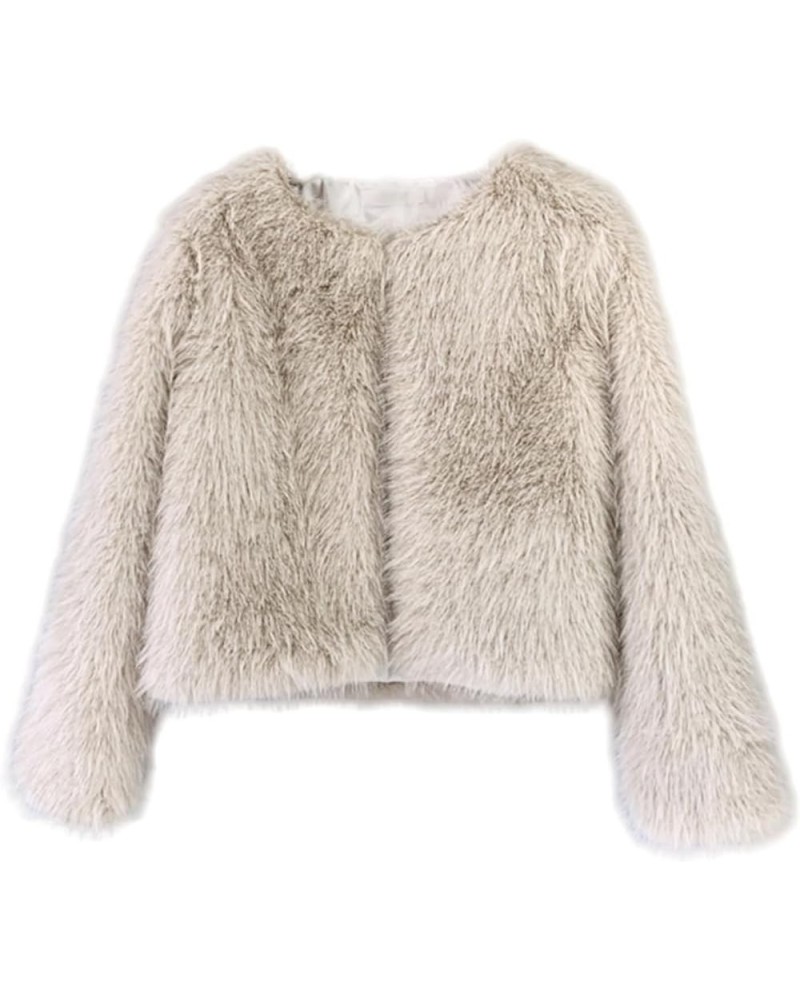 Winter Warm Fluffy Faux Fox Fur Jackets Coats Overwear Shaggy Parka Cardigan Light Khaki $18.67 Coats