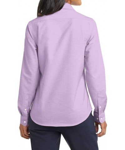 Women's Long Sleeve Wrinkle Free SuperPro Oxford Open Collar Shirt Soft Purple $17.22 Activewear