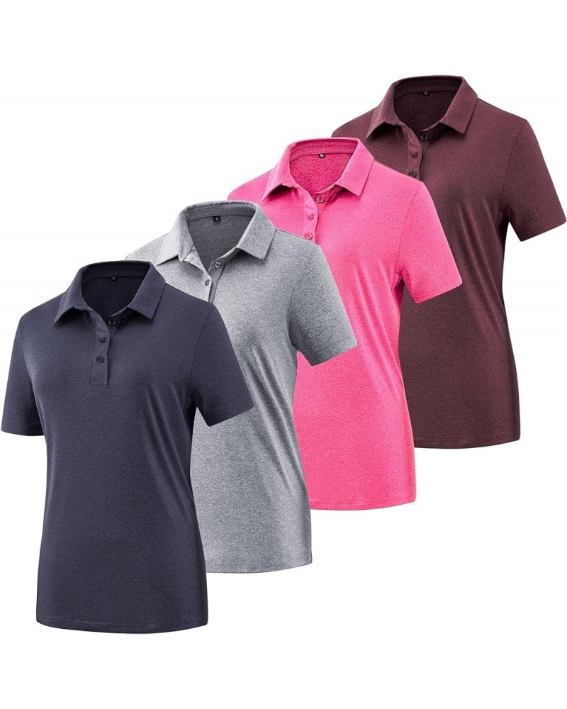 Women's Golf Polo Shirts Lightweight Moisture Wicking Short Sleeve Shirt Quick Dry Athletic Tennis Tops 4pack Dark Purple,lig...