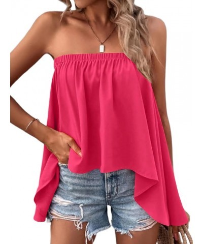 Women's Off the Shoulder Ruched Flowy Irregular Hem Sexy Blouse Tunic Top Rose $13.44 Blouses