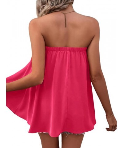 Women's Off the Shoulder Ruched Flowy Irregular Hem Sexy Blouse Tunic Top Rose $13.44 Blouses