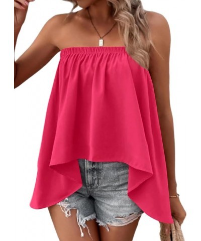 Women's Off the Shoulder Ruched Flowy Irregular Hem Sexy Blouse Tunic Top Rose $13.44 Blouses