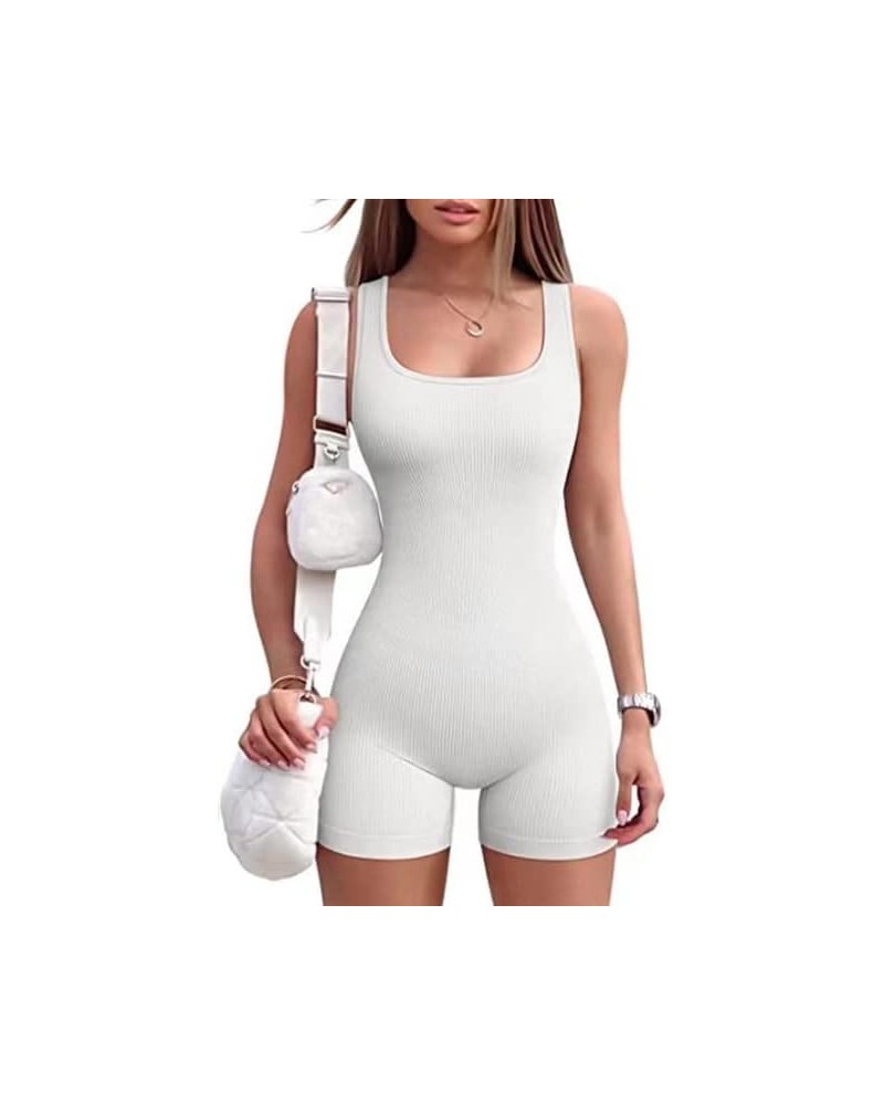 Jumpsuit for Women Running Onesie Workout Rompers Summer Womens One Piece Outfits Exercise Overalls Gym Yoga Clothes Z02 Whit...