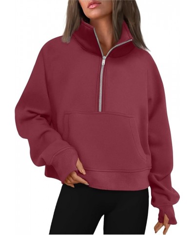 Womens Sweatshirts 2023, Women's Fashion Casual Long Sleeved Sports Oversized Solid Color Sweater 3-wine $9.20 Hoodies & Swea...