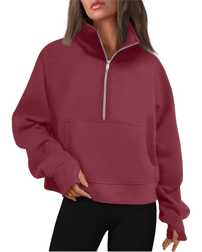 Womens Sweatshirts 2023, Women's Fashion Casual Long Sleeved Sports Oversized Solid Color Sweater 3-wine $9.20 Hoodies & Swea...