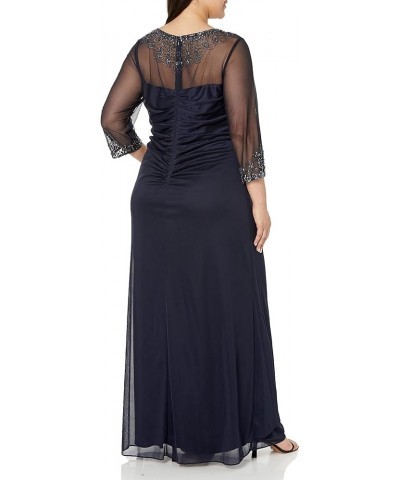 Women's Plus Size Long Sleeve Sweetheart Neckline Dress Dark Navy $71.77 Dresses