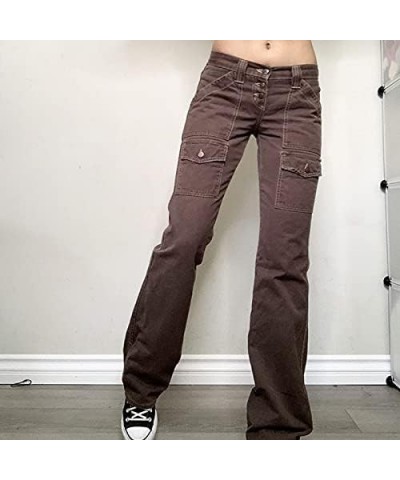 Women Gothic Jeans High Waisted Vintage Grattifi Print Punk Pants Cyber Y2K Baggy Jeans Emo Pants Nightclub Streetwear Brown ...