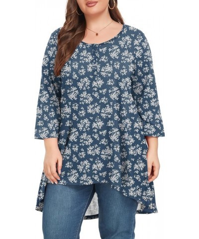 Women's 3/4 Sleeve Plus Size Top Work Business Casual Tunic Shirts Henley Button up Blouses 11floral Leave $8.80 Vests