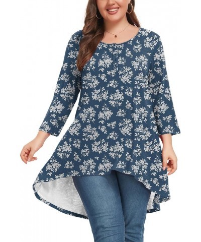 Women's 3/4 Sleeve Plus Size Top Work Business Casual Tunic Shirts Henley Button up Blouses 11floral Leave $8.80 Vests