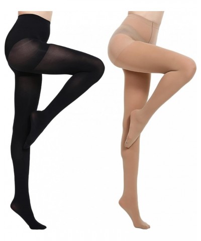 Run Resistant Control Top Panty Hose Opaque Tights 1black+1suntan $14.57 Socks