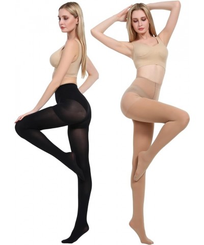 Run Resistant Control Top Panty Hose Opaque Tights 1black+1suntan $14.57 Socks