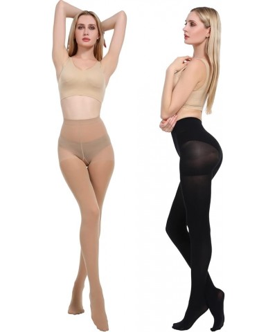 Run Resistant Control Top Panty Hose Opaque Tights 1black+1suntan $14.57 Socks