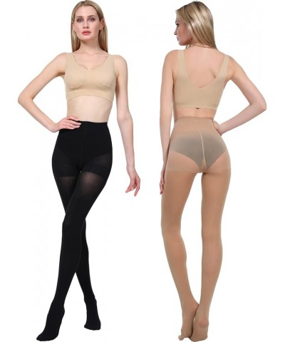 Run Resistant Control Top Panty Hose Opaque Tights 1black+1suntan $14.57 Socks