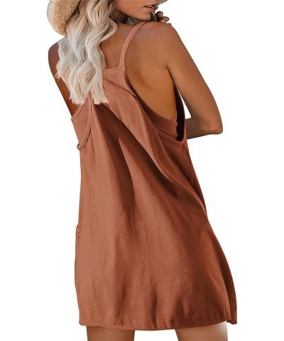 Women Athletic Mini Dresses Built-in Shorts Set Summer Sleeveless Sundress Hot Shot Mini Dress Rust $12.79 Dresses