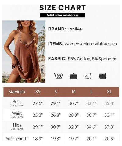 Women Athletic Mini Dresses Built-in Shorts Set Summer Sleeveless Sundress Hot Shot Mini Dress Rust $12.79 Dresses