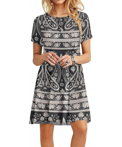 Women's Casual Plain Simple T-Shirt Loose Dress 02 Boho Floral Black2 $18.69 Dresses