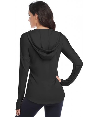 Womens UPF 50+ UV Sun Protection Running Hiking Outdoors Performance Long Sleeve Hoody T-Shirt Thumb Hole-black $19.79 Active...