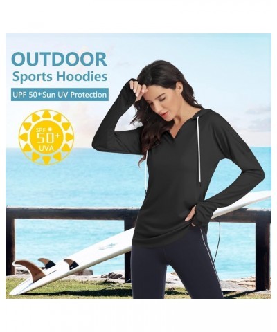 Womens UPF 50+ UV Sun Protection Running Hiking Outdoors Performance Long Sleeve Hoody T-Shirt Thumb Hole-black $19.79 Active...