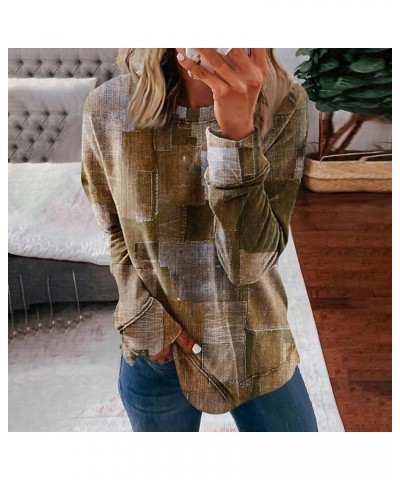 Womens Casual Sweatshirts Fall Long Sleeve Vintage Pullover Crew Neck Loose Tunic Blouse Giong Out Tops 01-brown $9.28 Hoodie...