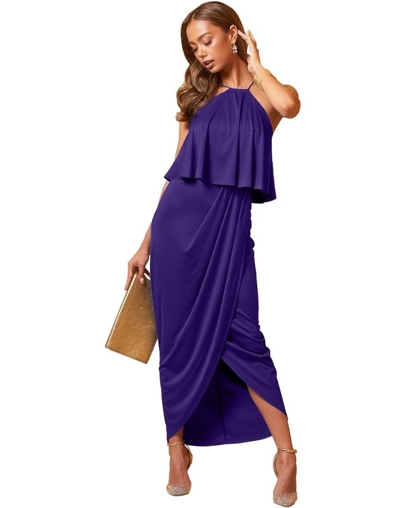 Womens Long Sexy Bridesmaid Wedding Guest Dressy Cocktail Maxi Dress Indigo Blue Purple $20.23 Dresses