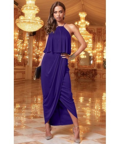 Womens Long Sexy Bridesmaid Wedding Guest Dressy Cocktail Maxi Dress Indigo Blue Purple $20.23 Dresses