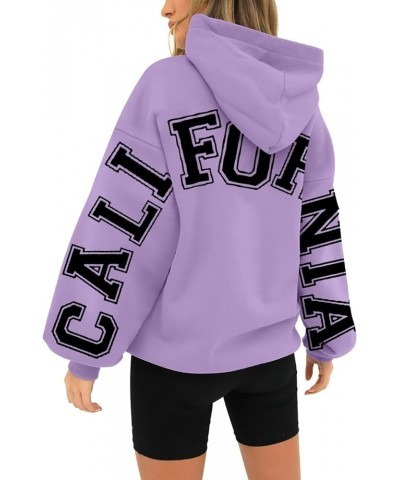 California Hoodies Sweatshirt for Women Long Sleeved Oversized Streetwear Printed Hoodie With Pockets Y2K Purple $10.99 Hoodi...