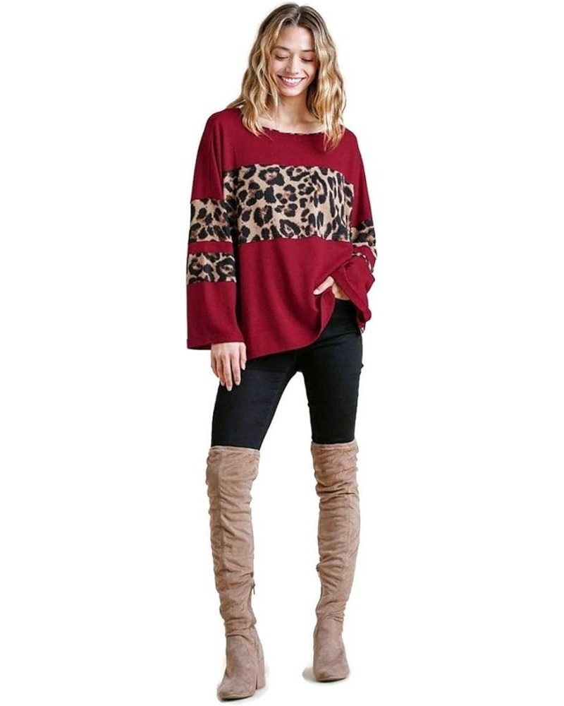 Umgee Women's Leopard High Low Top Jester Red $29.81 Tops