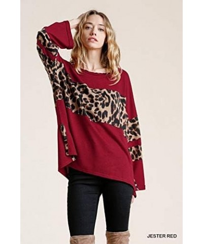 Umgee Women's Leopard High Low Top Jester Red $29.81 Tops