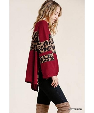 Umgee Women's Leopard High Low Top Jester Red $29.81 Tops