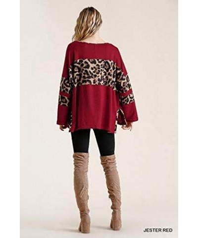 Umgee Women's Leopard High Low Top Jester Red $29.81 Tops