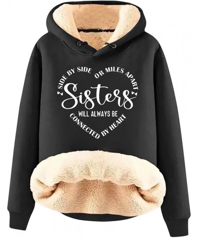 Sisters Will Always Be Connected By Heart Sister Sibling Sherpa Lined Sweatshirt Fleece Pullover Long Sleeve Tops Za-black $1...