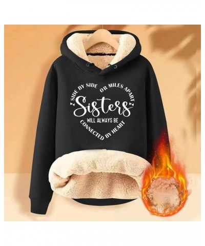 Sisters Will Always Be Connected By Heart Sister Sibling Sherpa Lined Sweatshirt Fleece Pullover Long Sleeve Tops Za-black $1...