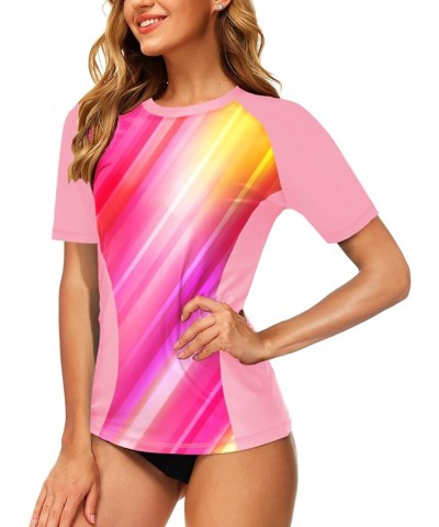 Women Short Sleeve Rash Guard UPF 50+ Tropical Sun Protection Floral Swim Shirts Gradient Pink $14.57 Swimsuits