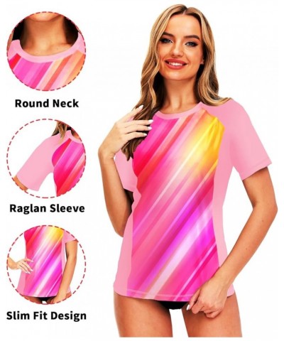 Women Short Sleeve Rash Guard UPF 50+ Tropical Sun Protection Floral Swim Shirts Gradient Pink $14.57 Swimsuits