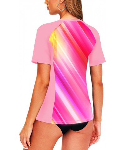 Women Short Sleeve Rash Guard UPF 50+ Tropical Sun Protection Floral Swim Shirts Gradient Pink $14.57 Swimsuits