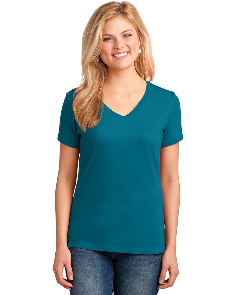 Port & Company Ladies Core Cotton V-Neck Tee. LPC54V Teal $8.28 T-Shirts