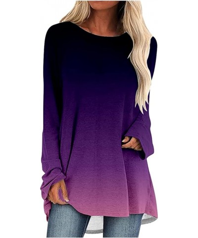 Casual Tops for Women Fashion Retro Abstract Face Print Long T-Shirt O Neck Long Sleeve Blouses Plus Size 09-purple $7.28 Tops