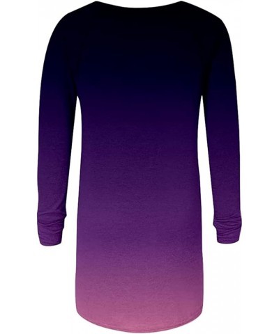 Casual Tops for Women Fashion Retro Abstract Face Print Long T-Shirt O Neck Long Sleeve Blouses Plus Size 09-purple $7.28 Tops