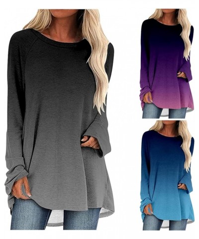 Casual Tops for Women Fashion Retro Abstract Face Print Long T-Shirt O Neck Long Sleeve Blouses Plus Size 09-purple $7.28 Tops