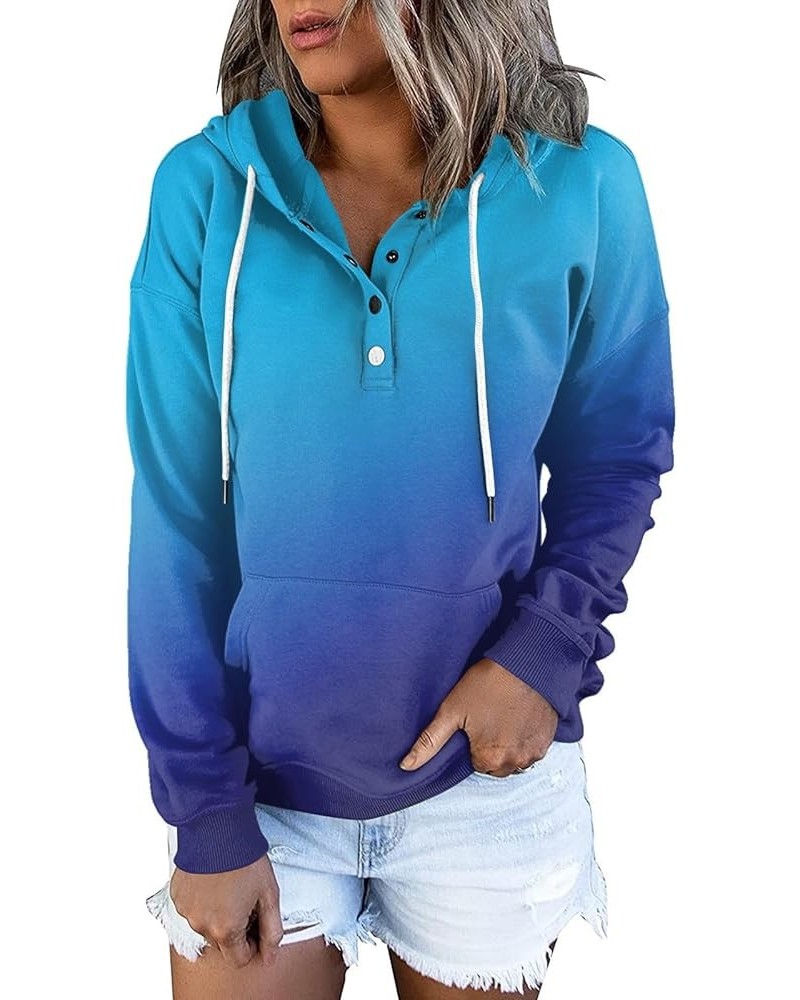 Quarter Button Down Pullovers For Women Trendy Casual V Neck Hoodies For Women Y2K Fall Fashion Hoodies & Sweatshirts 2-blue ...