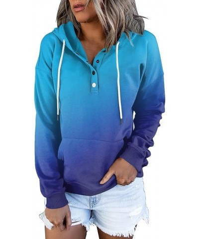 Quarter Button Down Pullovers For Women Trendy Casual V Neck Hoodies For Women Y2K Fall Fashion Hoodies & Sweatshirts 2-blue ...