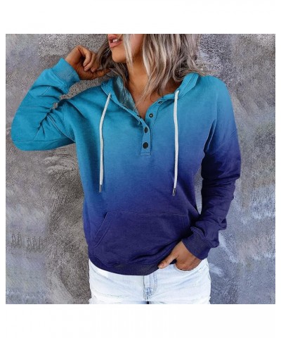 Quarter Button Down Pullovers For Women Trendy Casual V Neck Hoodies For Women Y2K Fall Fashion Hoodies & Sweatshirts 2-blue ...